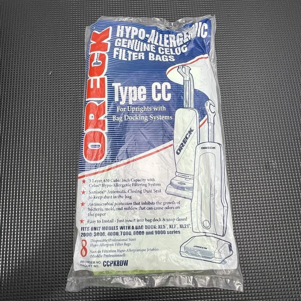 7 Oreck Vacuum Bags Type CC Hypo Allergenic XL CCPK8DW Fits XL5, XL7, XL21 Read